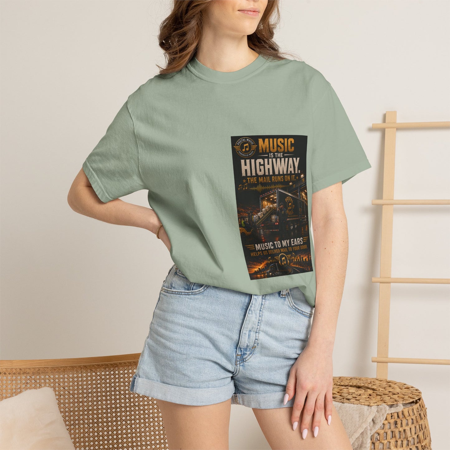 Postal Music — Music Is the Highway — Garment-Dyed T-Shirt