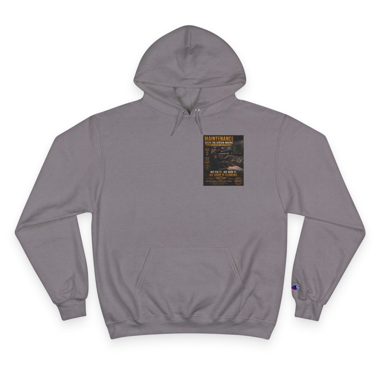 Postal Music — Maintenance Keeps the System Moving — Champion Premium Hoodie