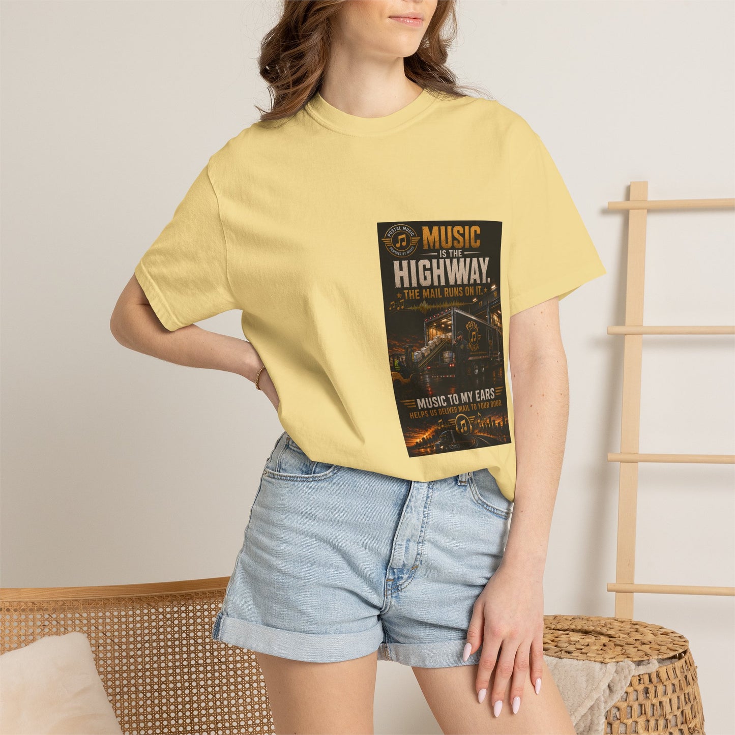 Postal Music — Music Is the Highway — Garment-Dyed T-Shirt