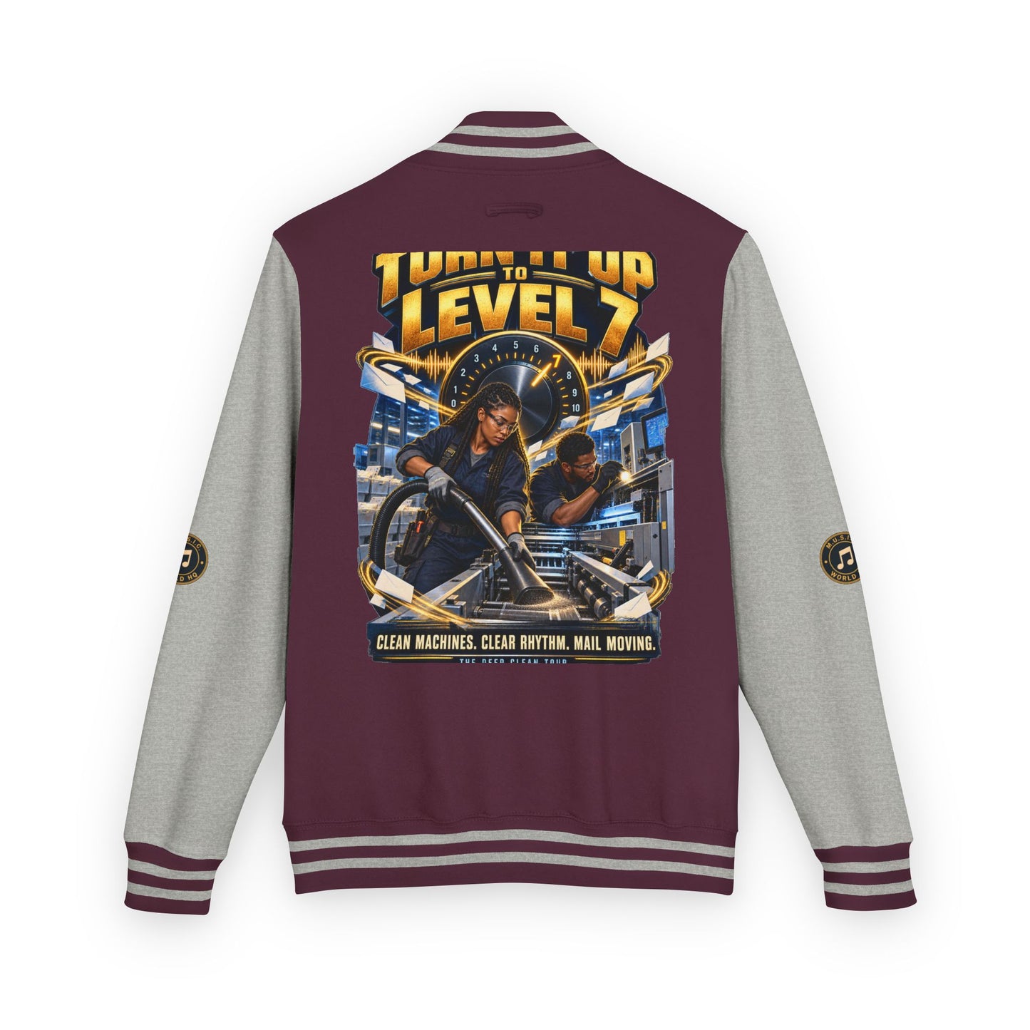 Postal Music - Turn It Up to Level 7 - Heavyweight Letterman Jacket