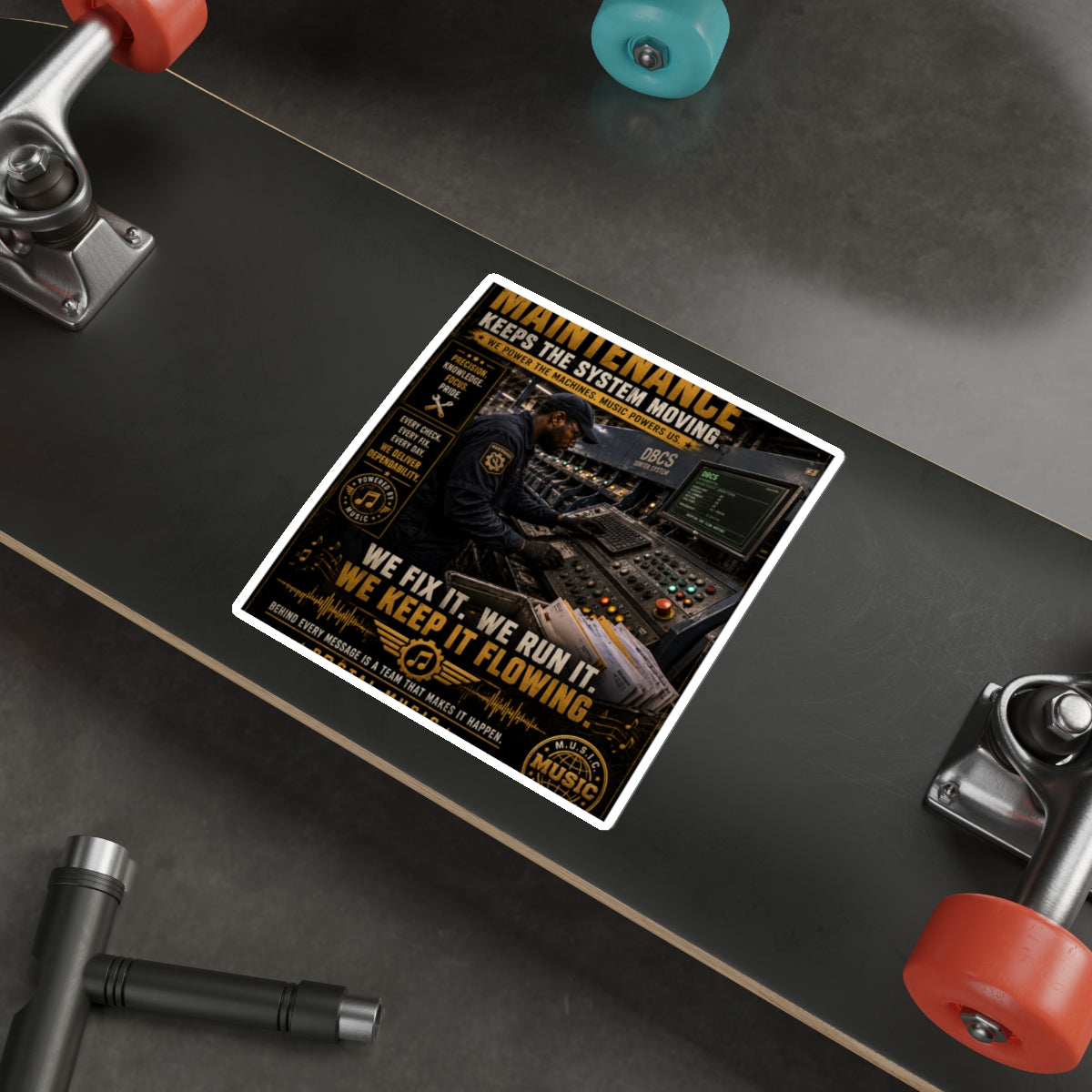 Postal Music — Maintenance Keeps the System Moving — Die-Cut Sticker