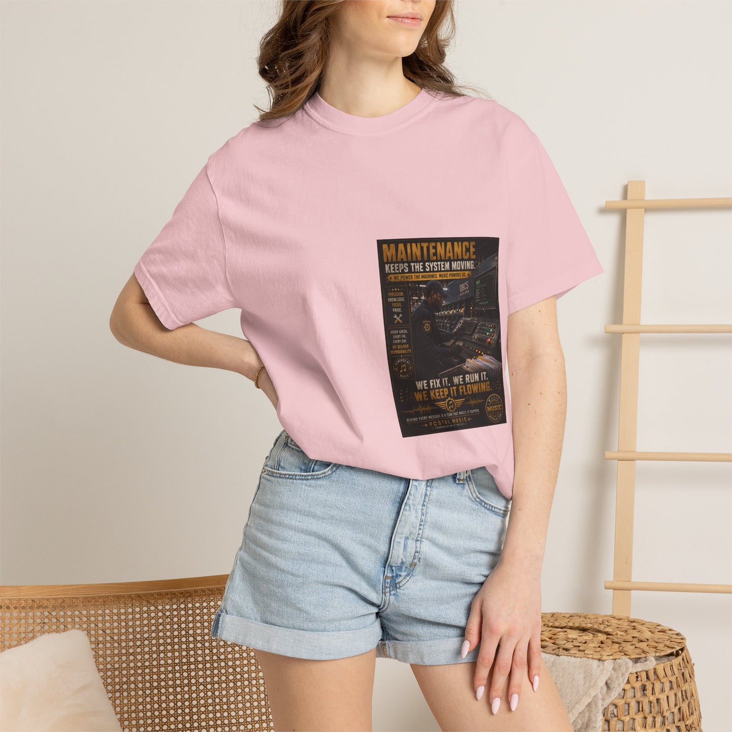 Postal Music — Maintenance Keeps the System Moving — Garment-Dyed T-Shirt