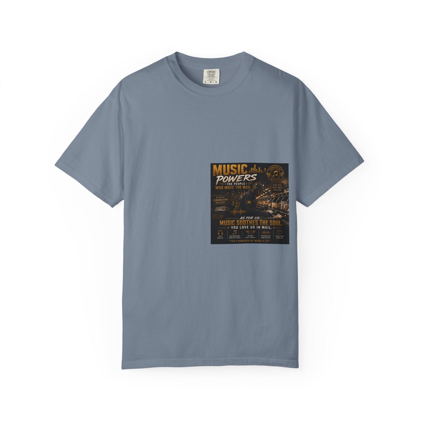 Postal Music — Music Powers the People — Garment-Dyed T-Shirt