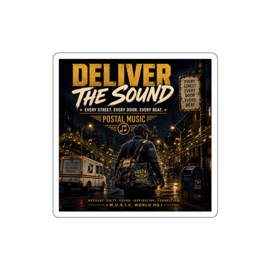 Postal Music — Deliver the Sound — Die-Cut Sticker
