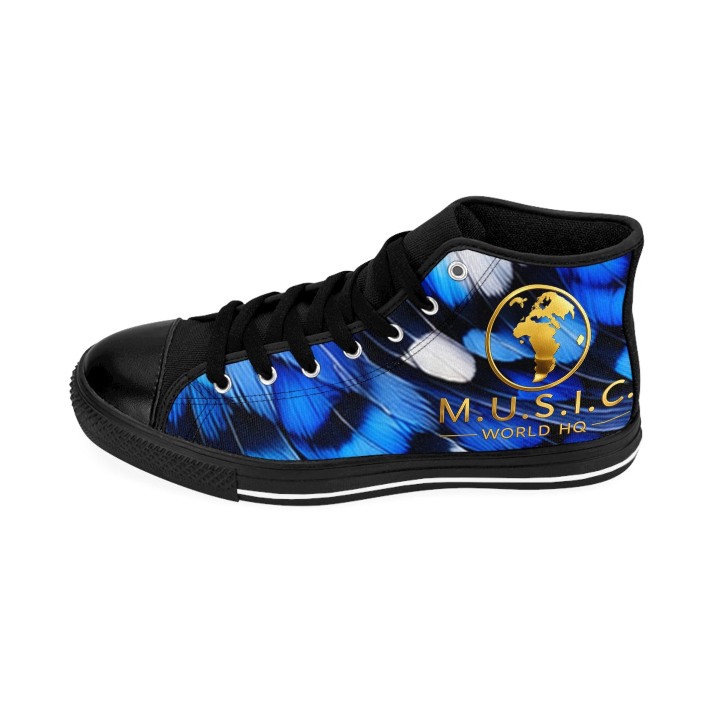 Wild by Design™ — Blue Jay Print High-Top Sneakers | Feathered Royalty