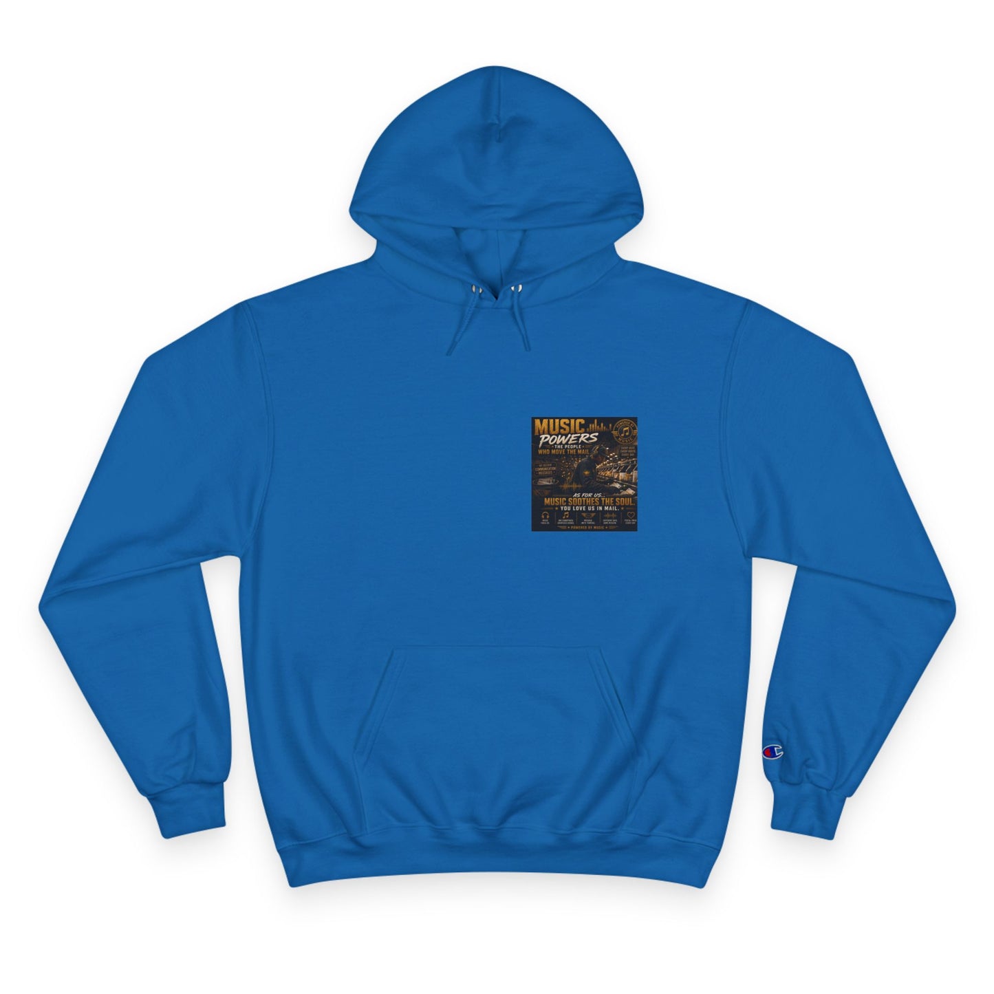 Postal Music — Music Powers the People — Champion Premium Hoodie