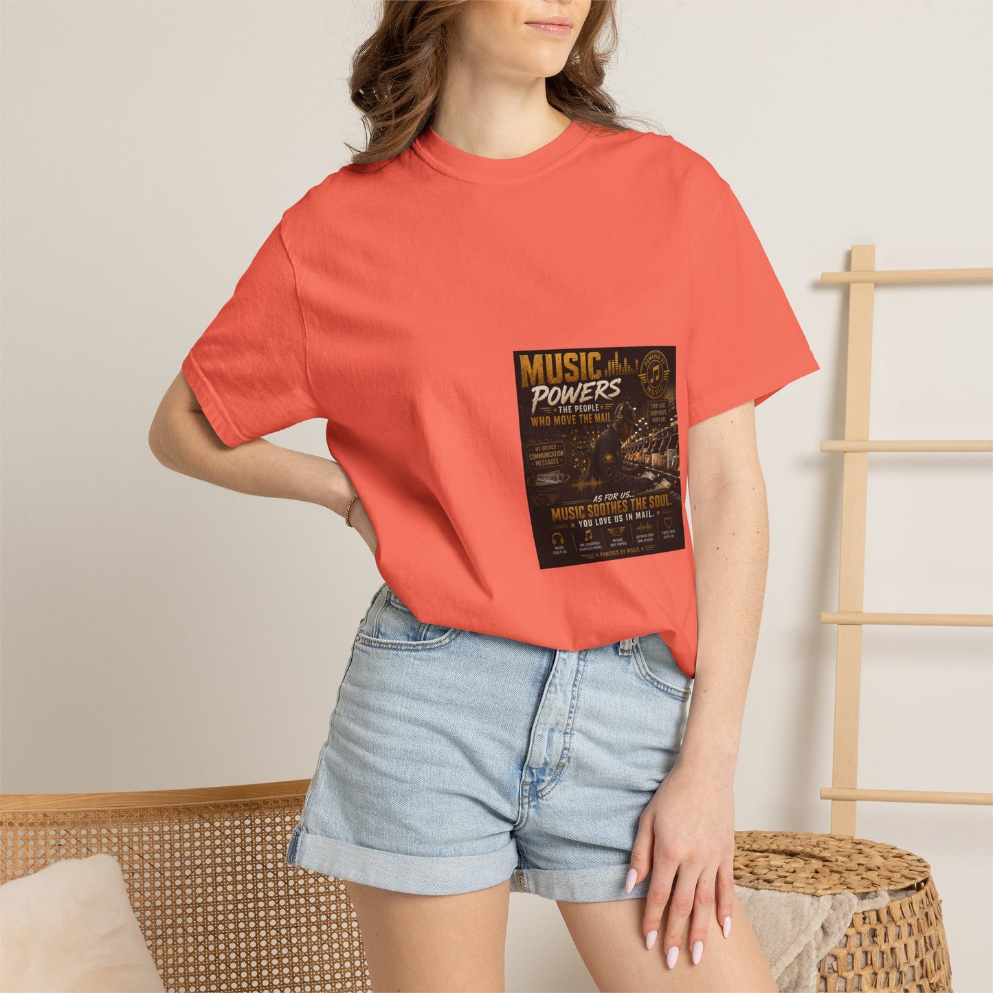 Postal Music — Music Powers the People — Garment-Dyed T-Shirt