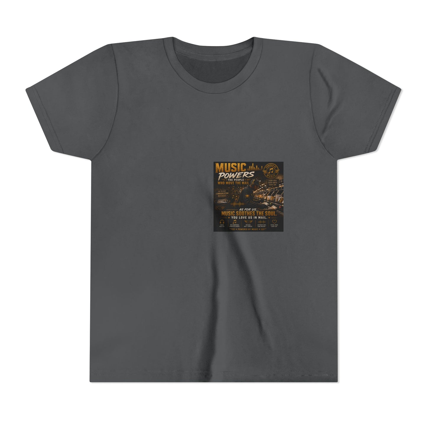 Postal Music — Music Powers the People — Youth T-Shirt