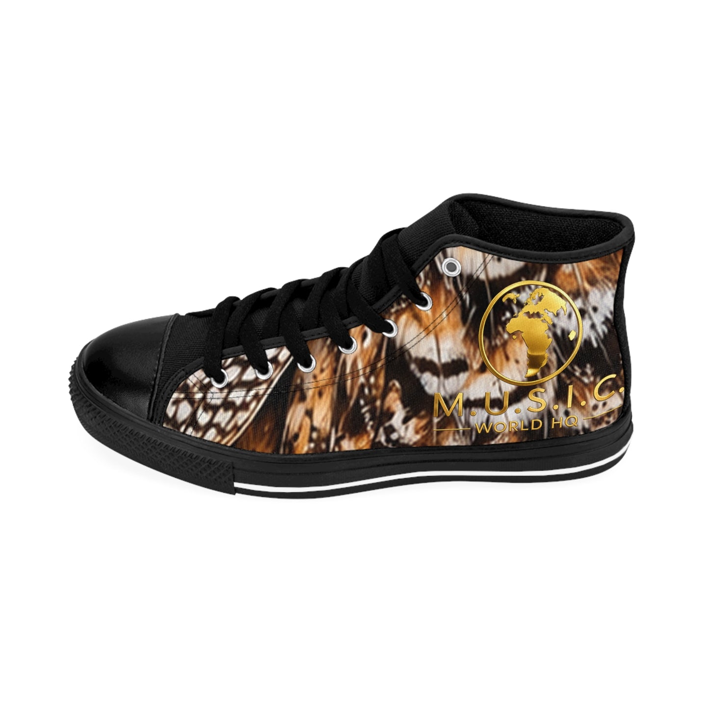 Wild by Design™ — Great Horned Owl Print High-Top Sneakers | Feathered Royalty