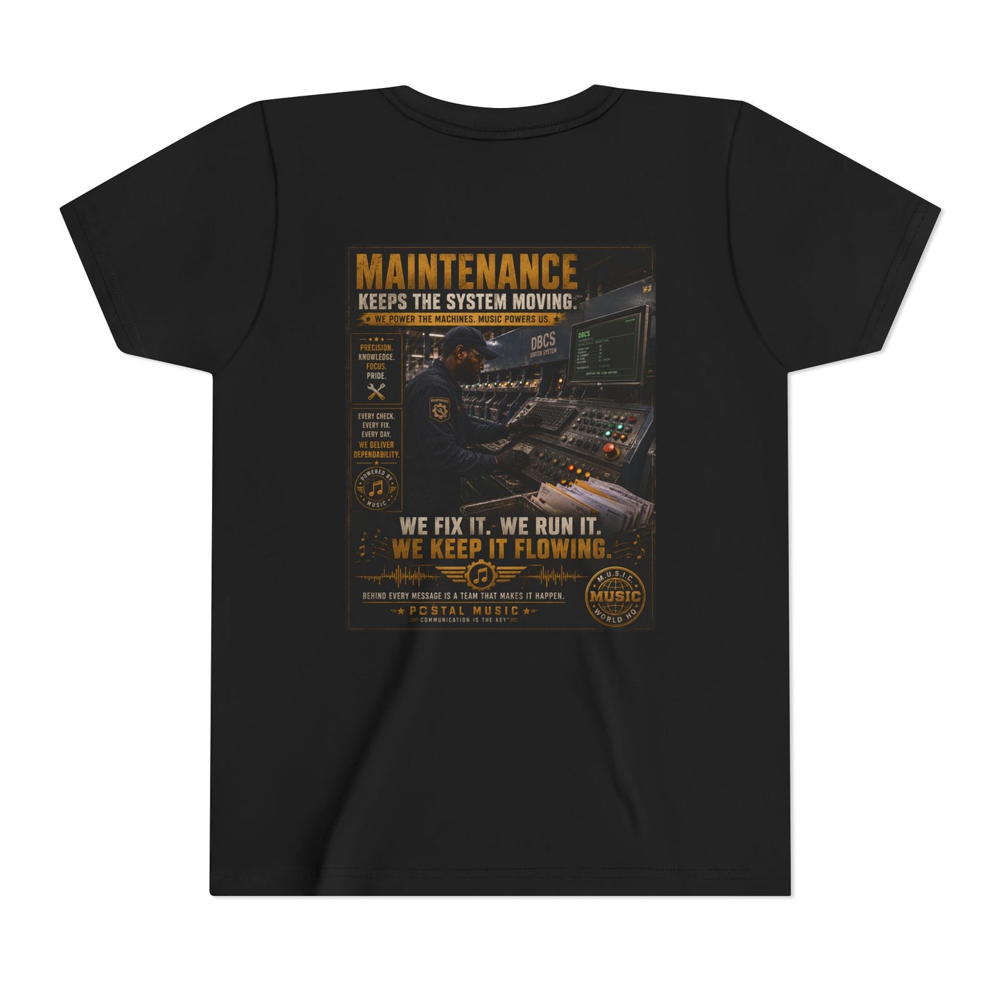 Postal Music — Maintenance Keeps the System Moving — Youth T-Shirt