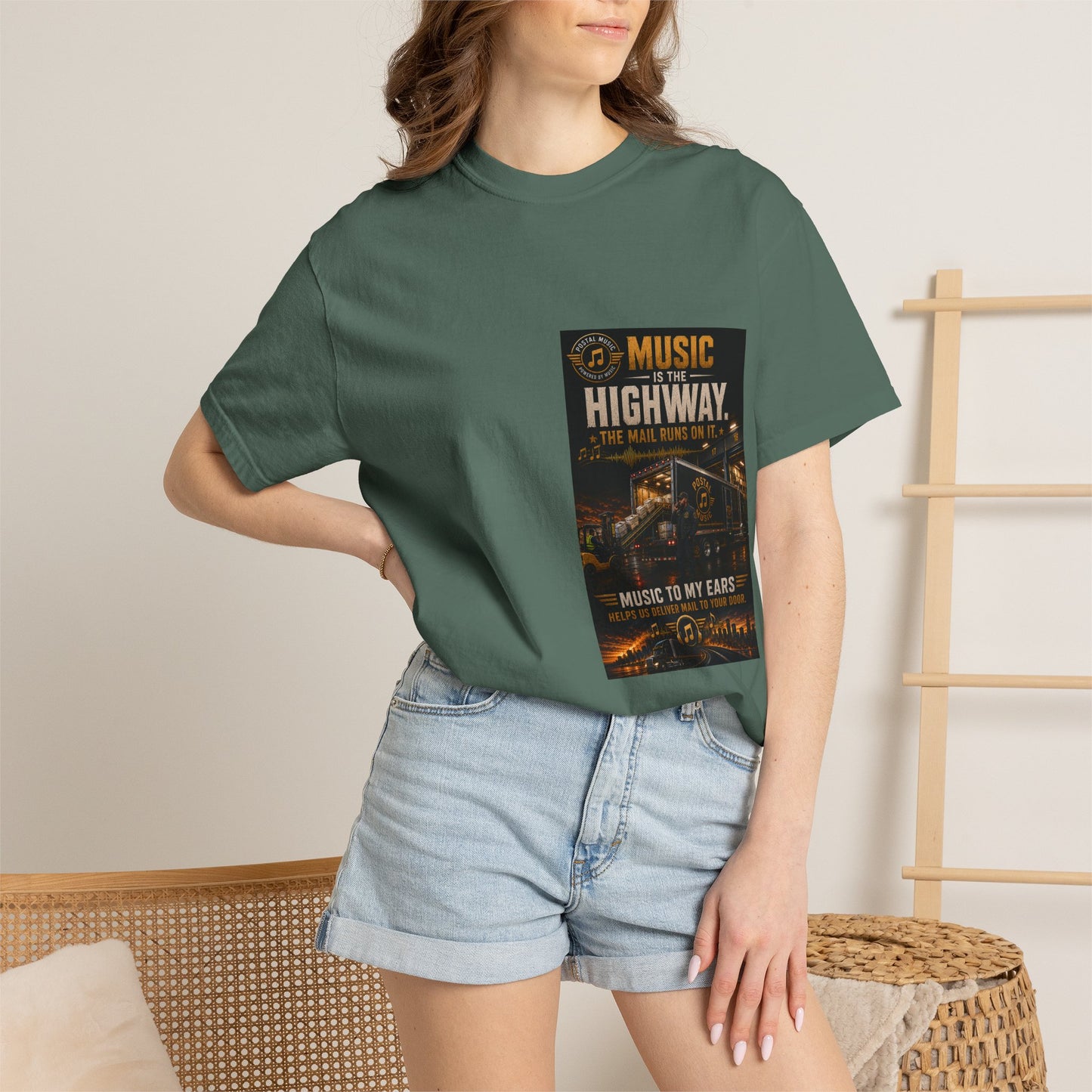 Postal Music — Music Is the Highway — Garment-Dyed T-Shirt