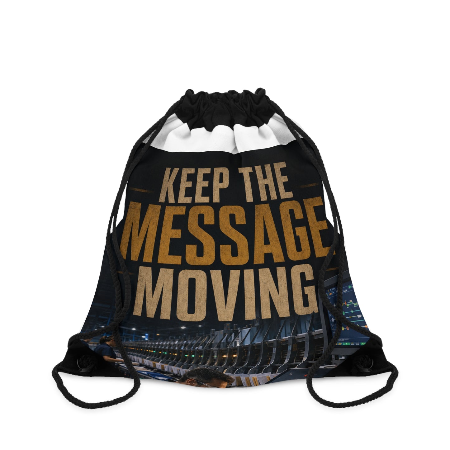 Postal Music — Keep the Message Moving — Drawstring Backpack
