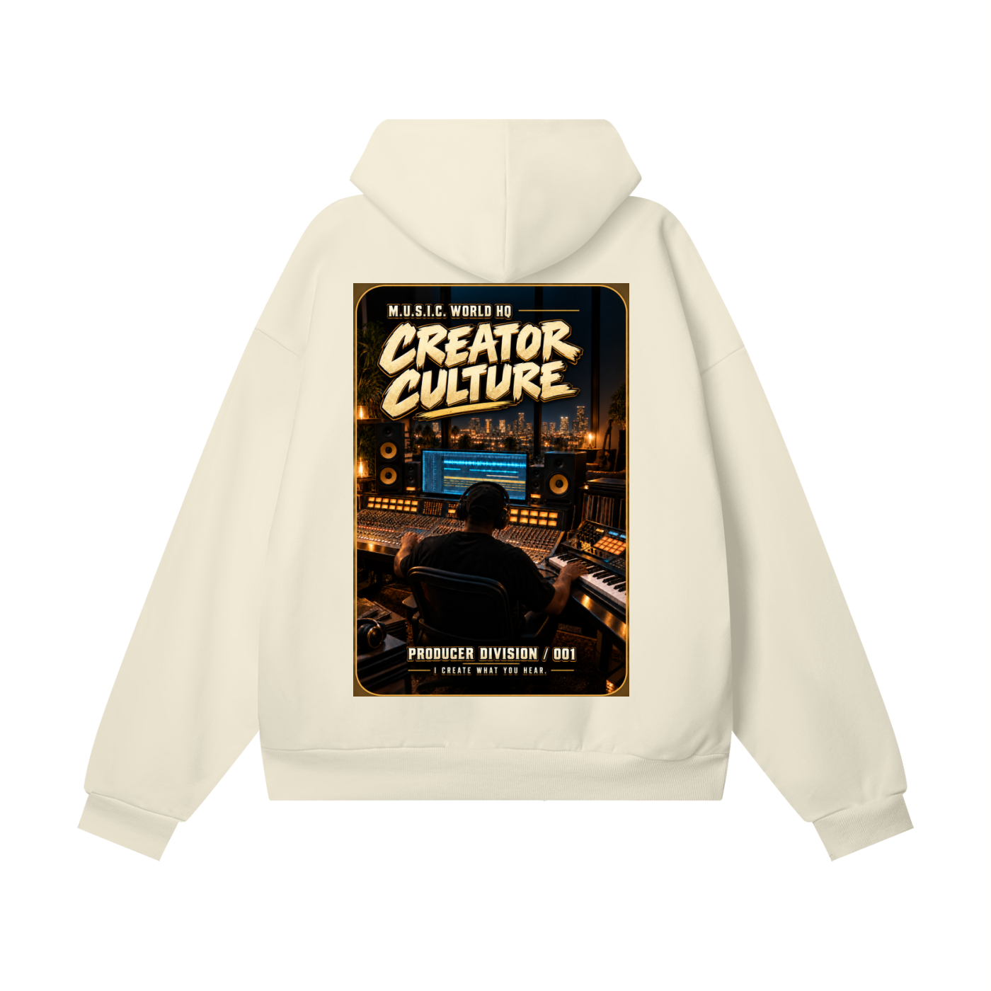 M.U.S.I.C. World HQ Creator Culture – Producer Division 001 Heavyweight Hidden Pocket Fleece Hoodie