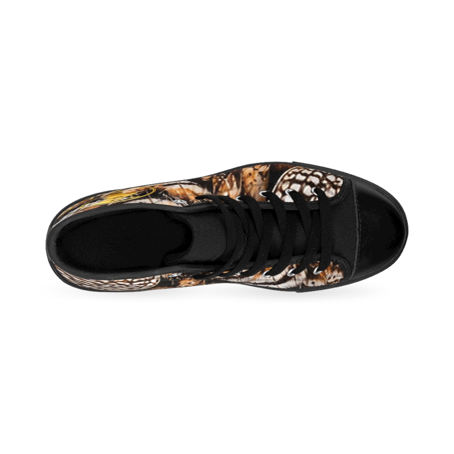 Wild by Design™ — Great Horned Owl Print High-Top Sneakers | Feathered Royalty