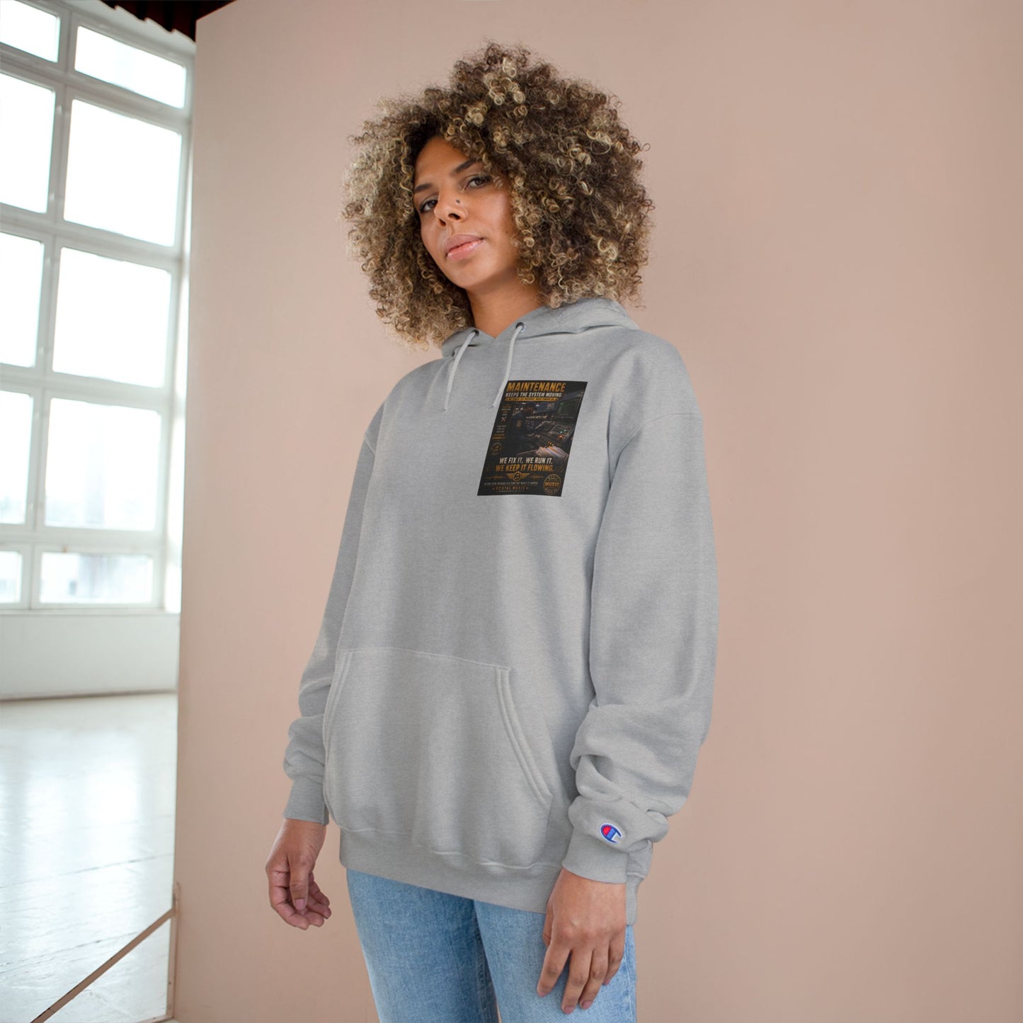 Postal Music — Maintenance Keeps the System Moving — Champion Premium Hoodie