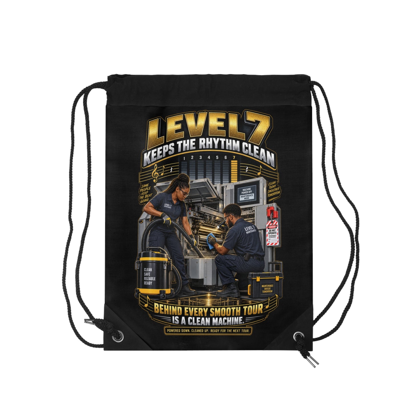 Postal Music - Level 7 Keeps the Rhythm Clean - Drawstring Backpack