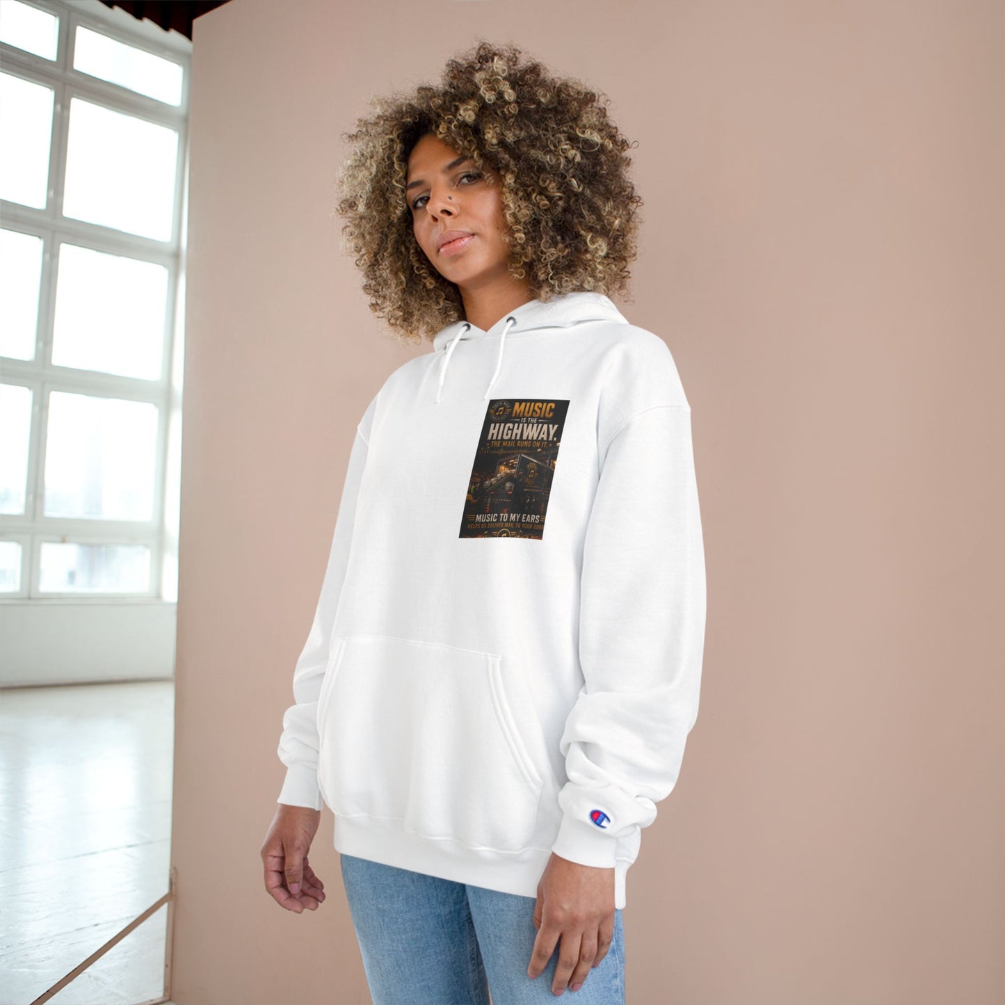 Postal Music — Music Is the Highway — Champion Premium Hoodie
