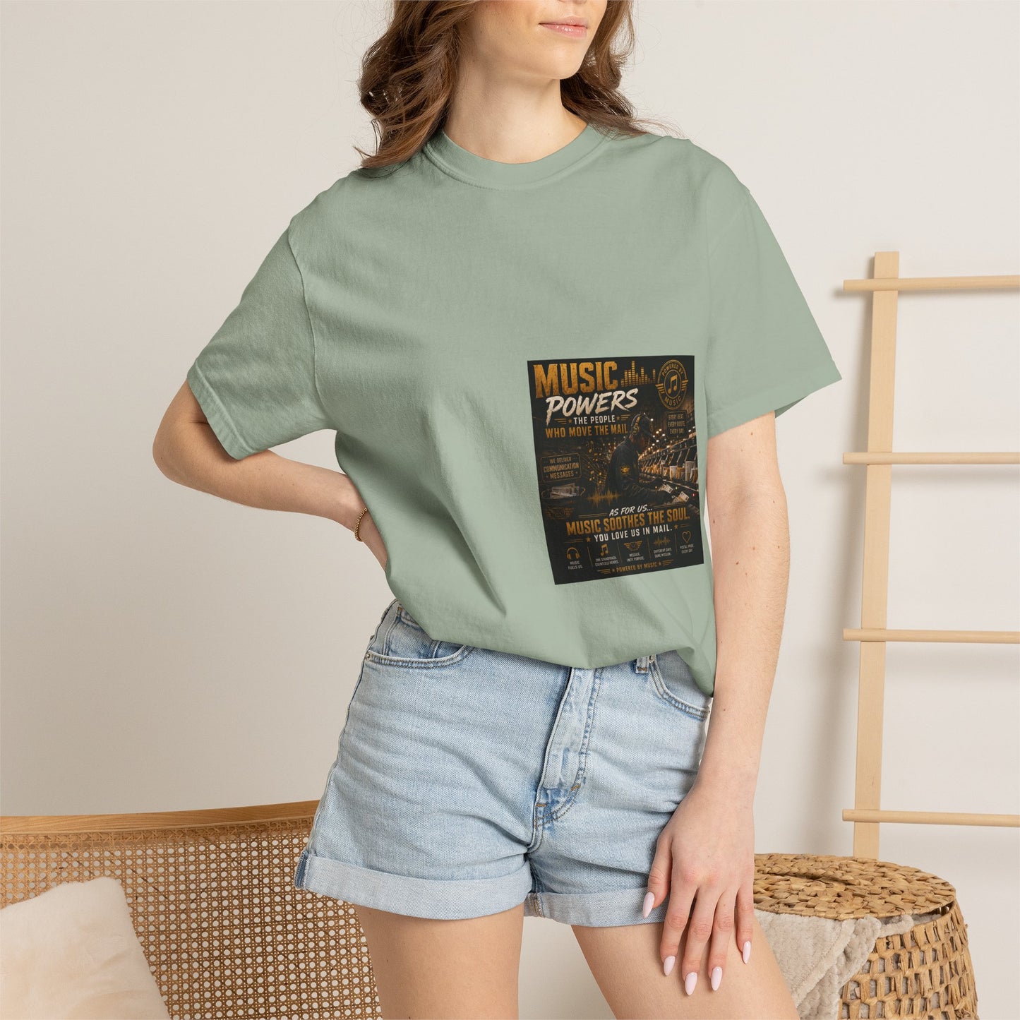 Postal Music — Music Powers the People — Garment-Dyed T-Shirt