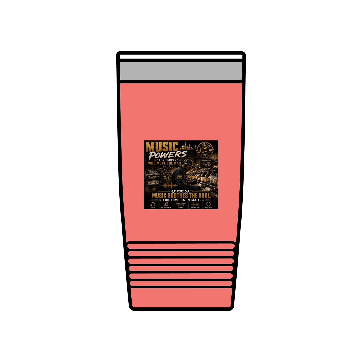 Postal Music — Music Powers the People — Insulated Tumbler 20oz