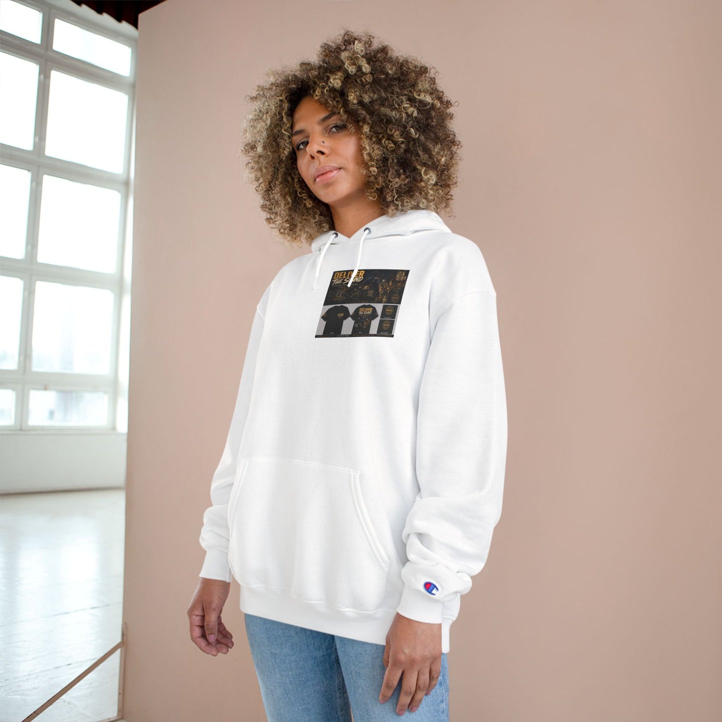 Postal Music — Deliver the Sound — Champion Premium Hoodie
