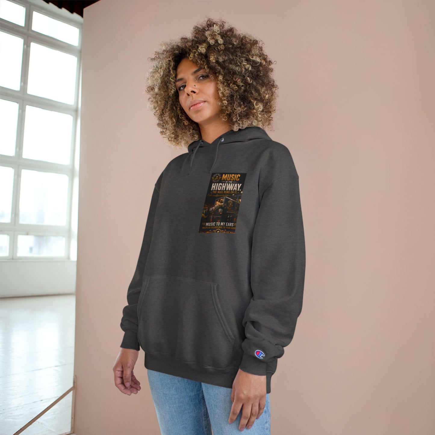 Postal Music — Music Is the Highway — Champion Premium Hoodie