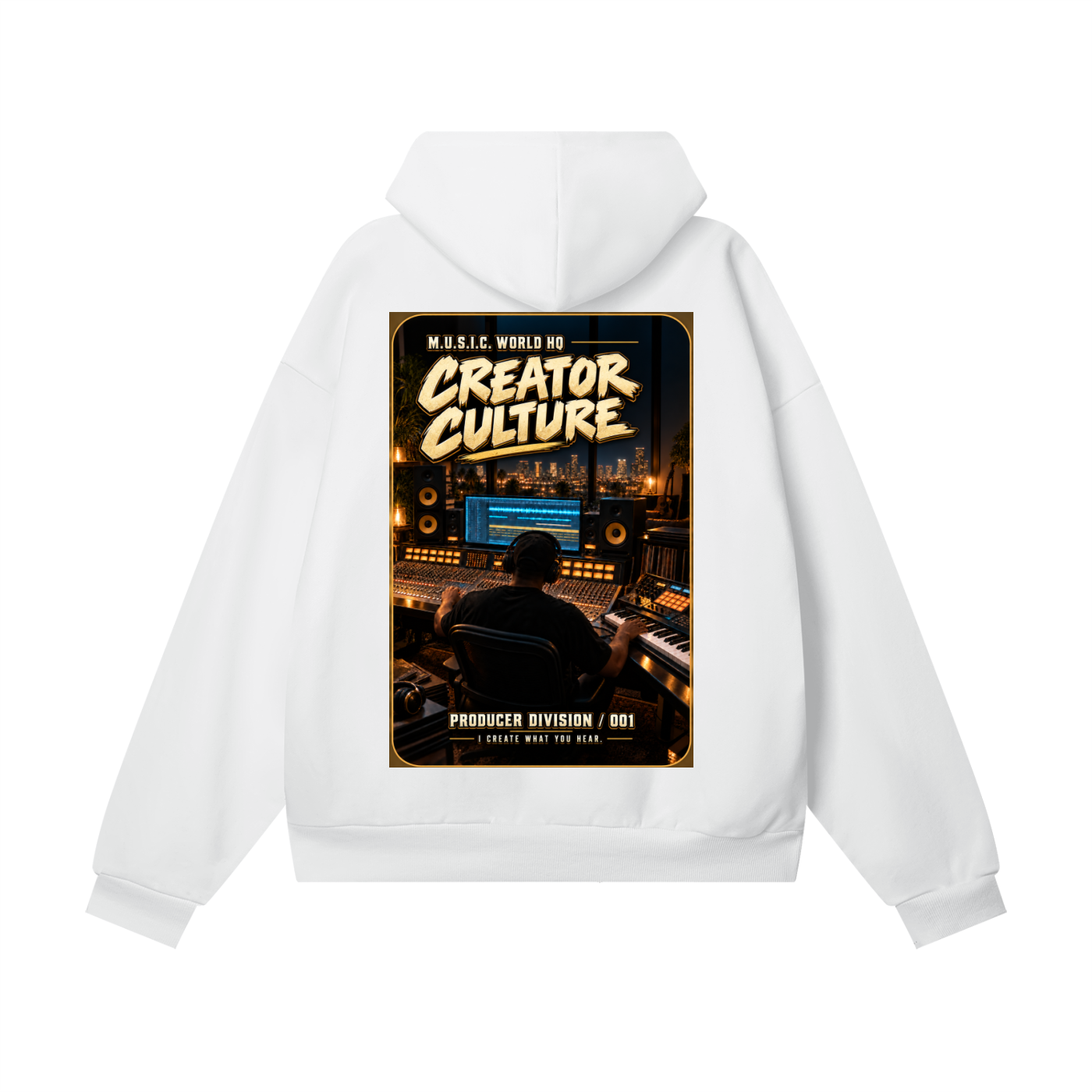M.U.S.I.C. World HQ Creator Culture – Producer Division 001 Heavyweight Hidden Pocket Fleece Hoodie