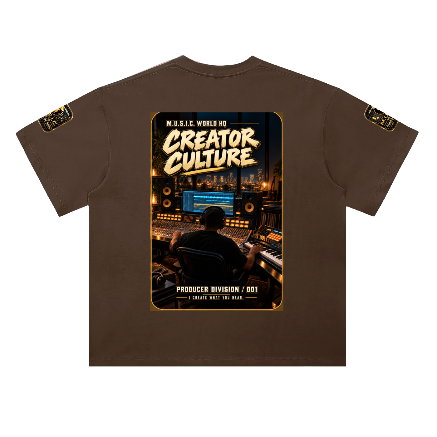 M.U.S.I.C. World HQ Creator Culture – Producer Division 001 Heavyweight Drop Shoulder Tee