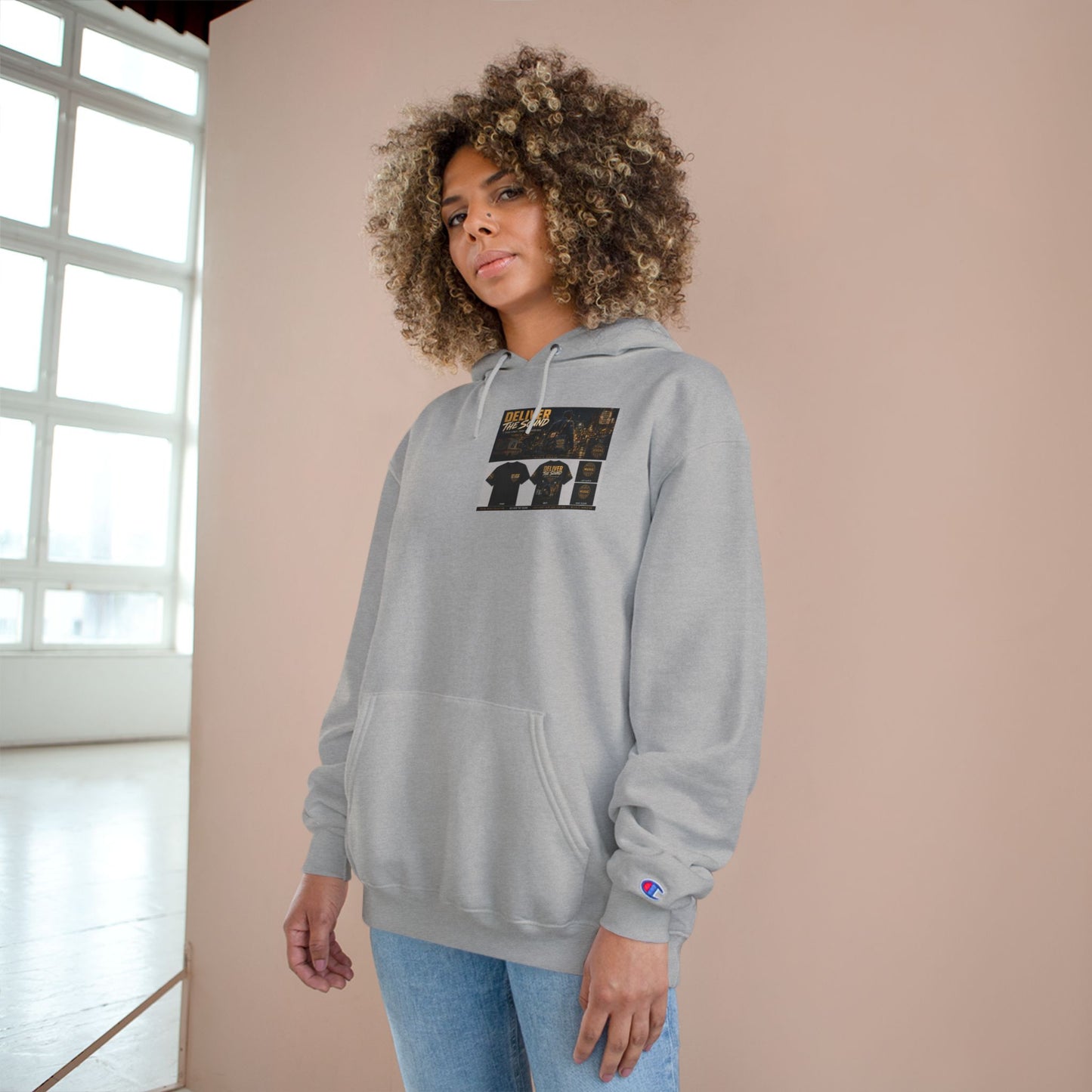 Postal Music — Deliver the Sound — Champion Premium Hoodie