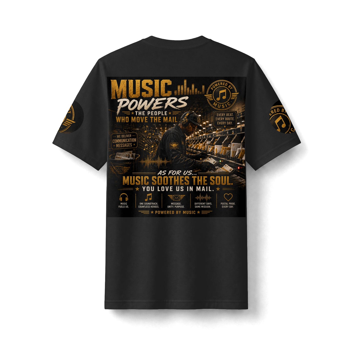 Postal Music — Music Powers the People — Heavyweight T-Shirt