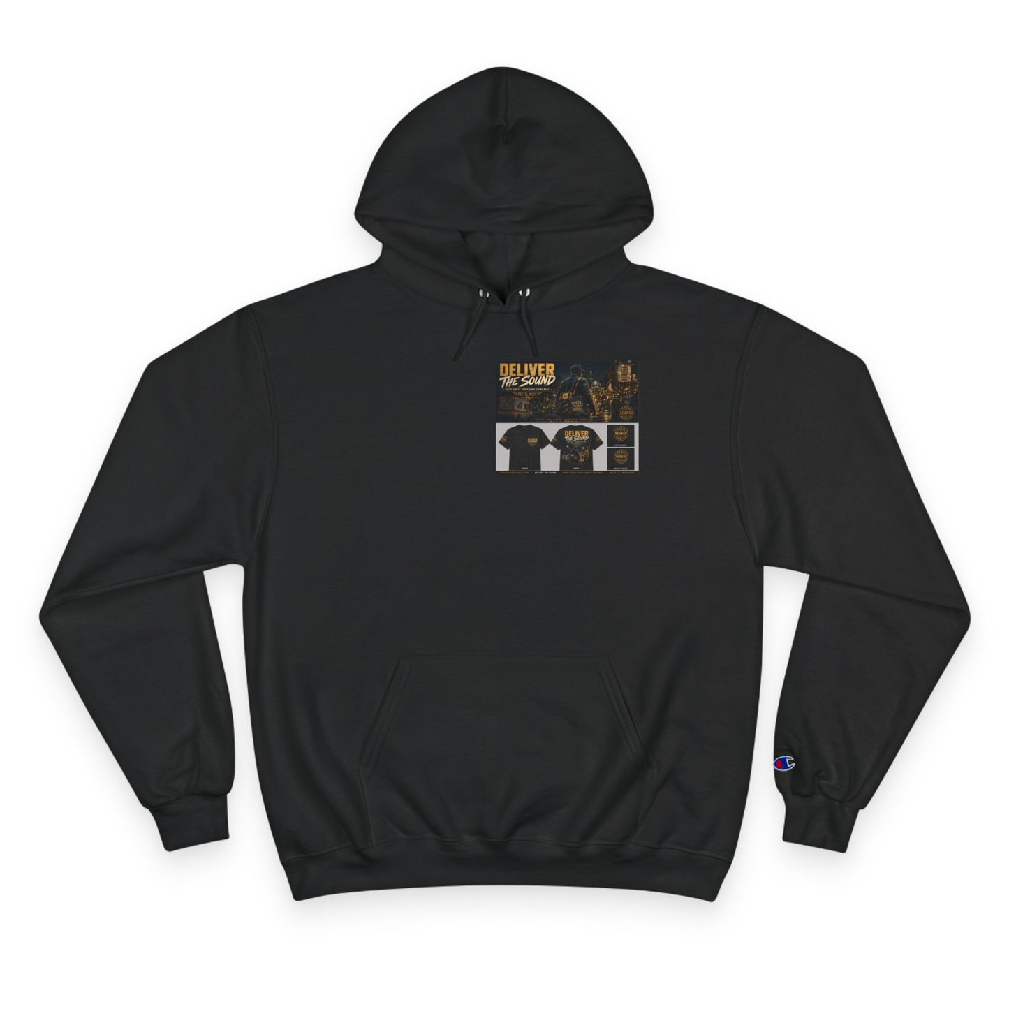 Postal Music — Deliver the Sound — Champion Premium Hoodie