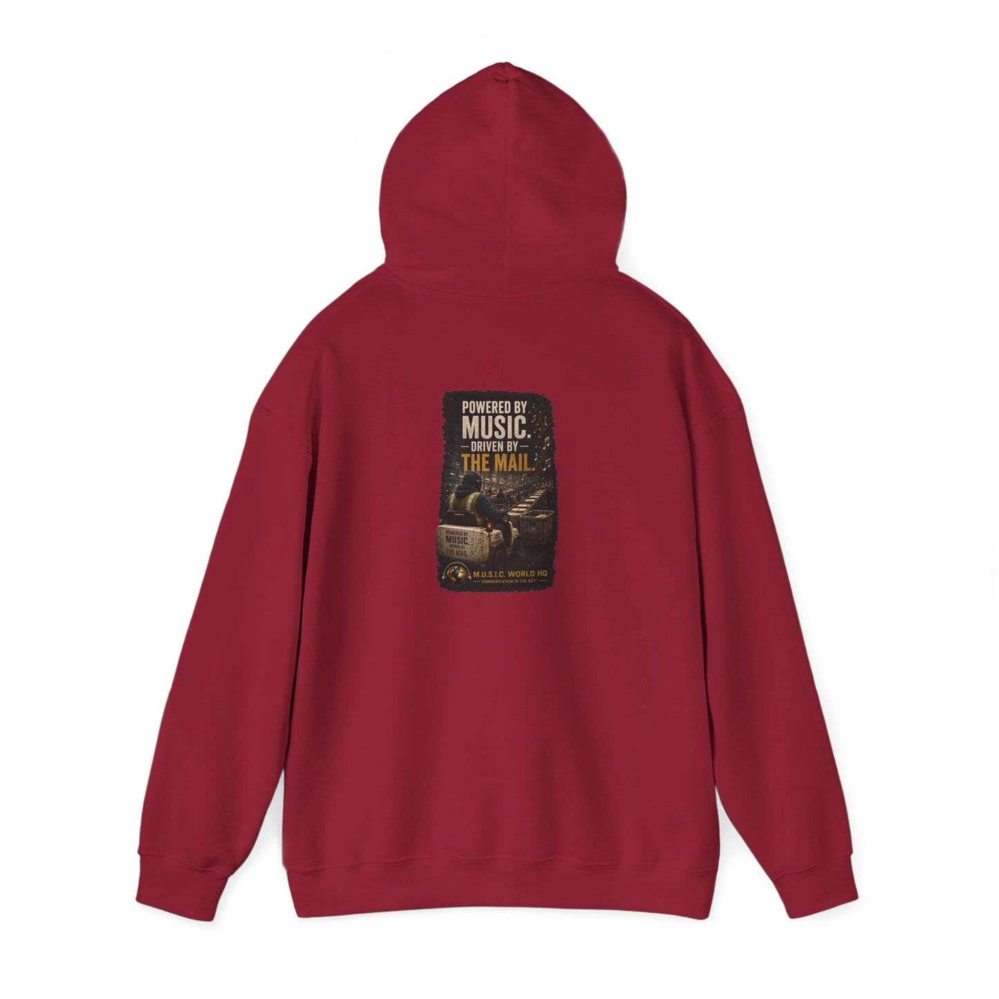 Postal Music - Powered by Music Hoodie - Cardinal Red