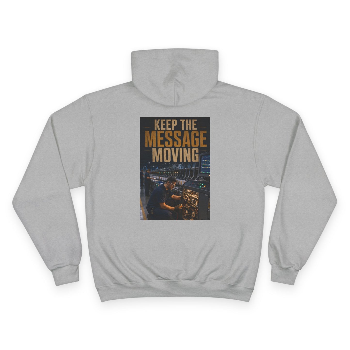 Postal Music — Keep the Message Moving — Champion Premium Hoodie