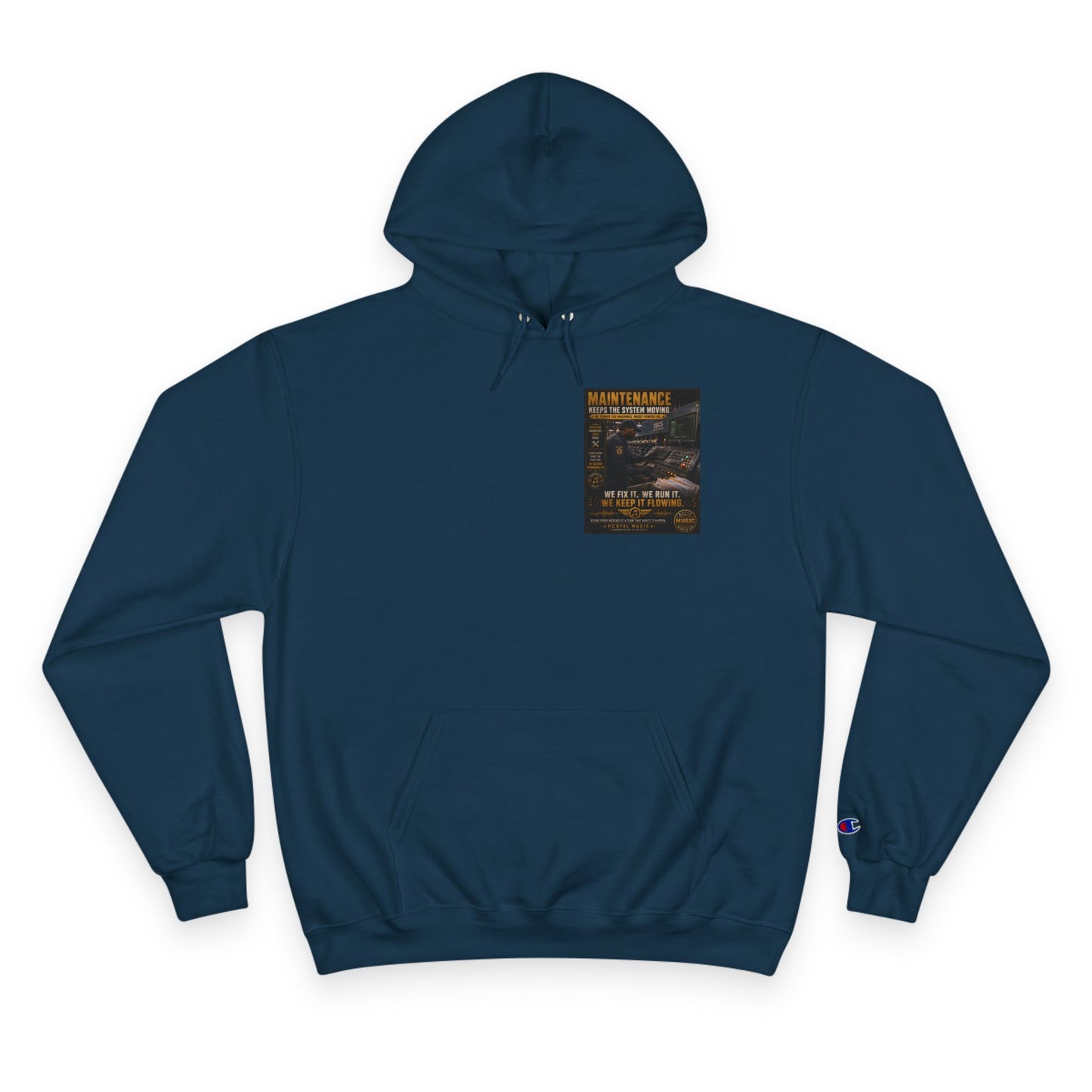 Postal Music — Maintenance Keeps the System Moving — Champion Premium Hoodie
