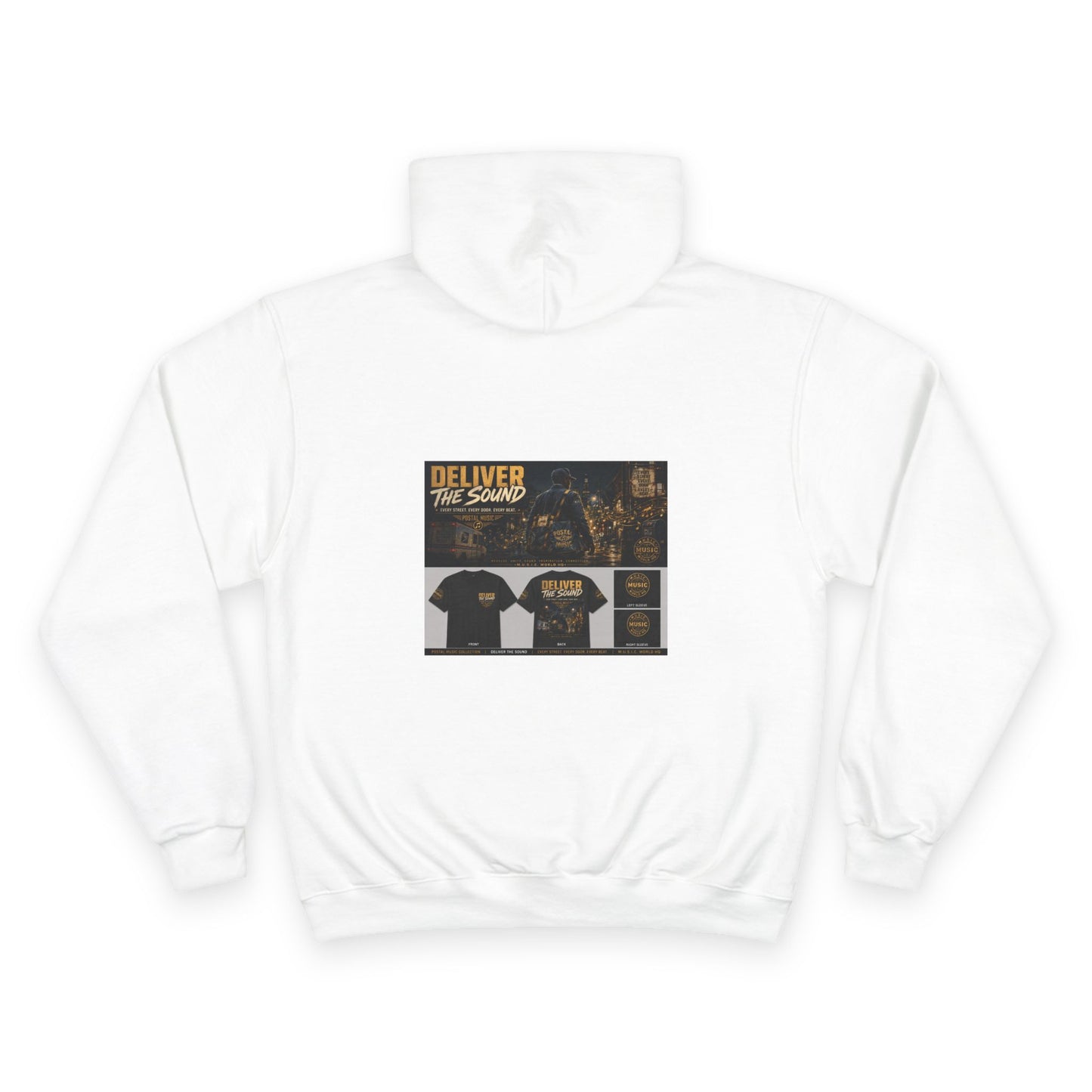 Postal Music — Deliver the Sound — Champion Premium Hoodie