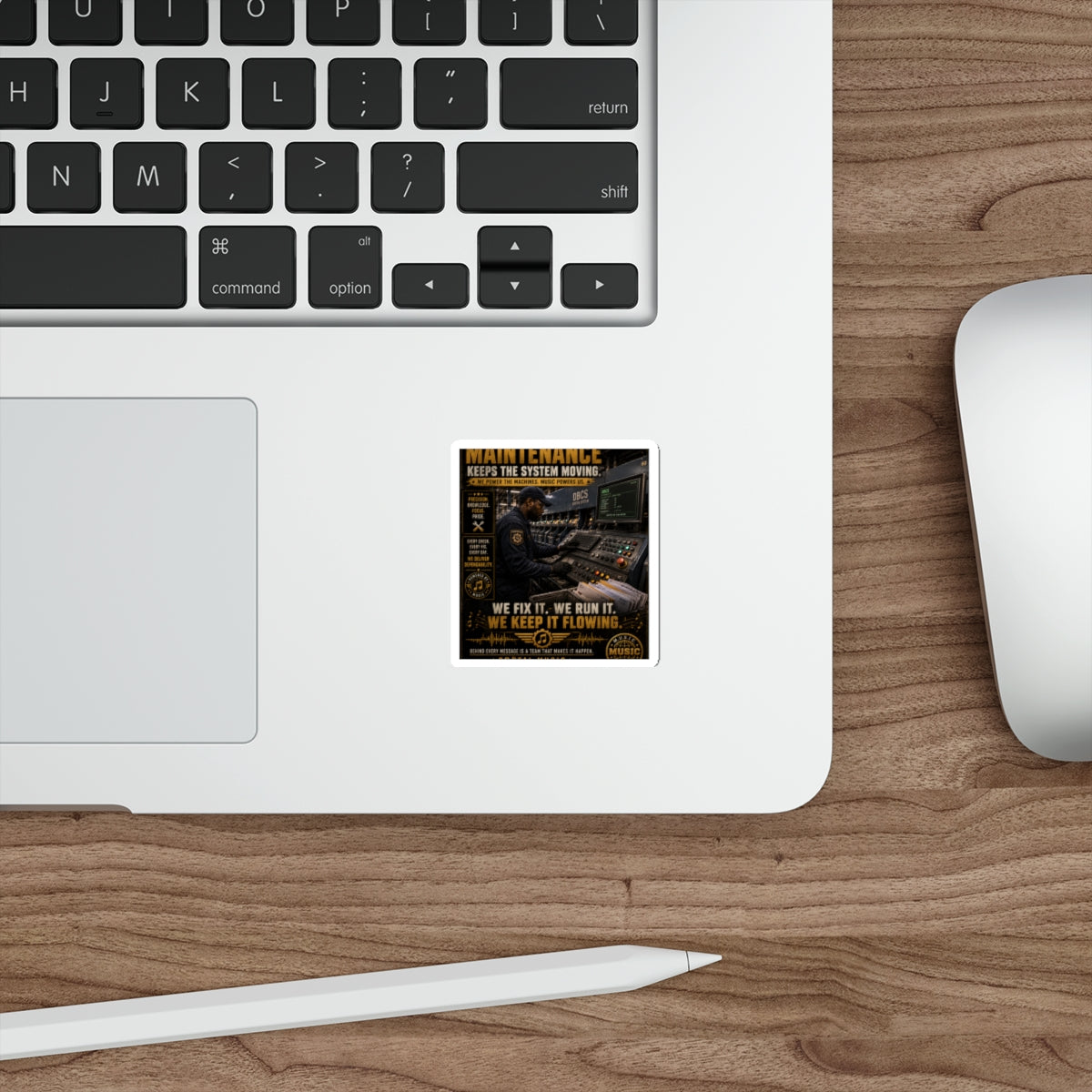 Postal Music — Maintenance Keeps the System Moving — Die-Cut Sticker