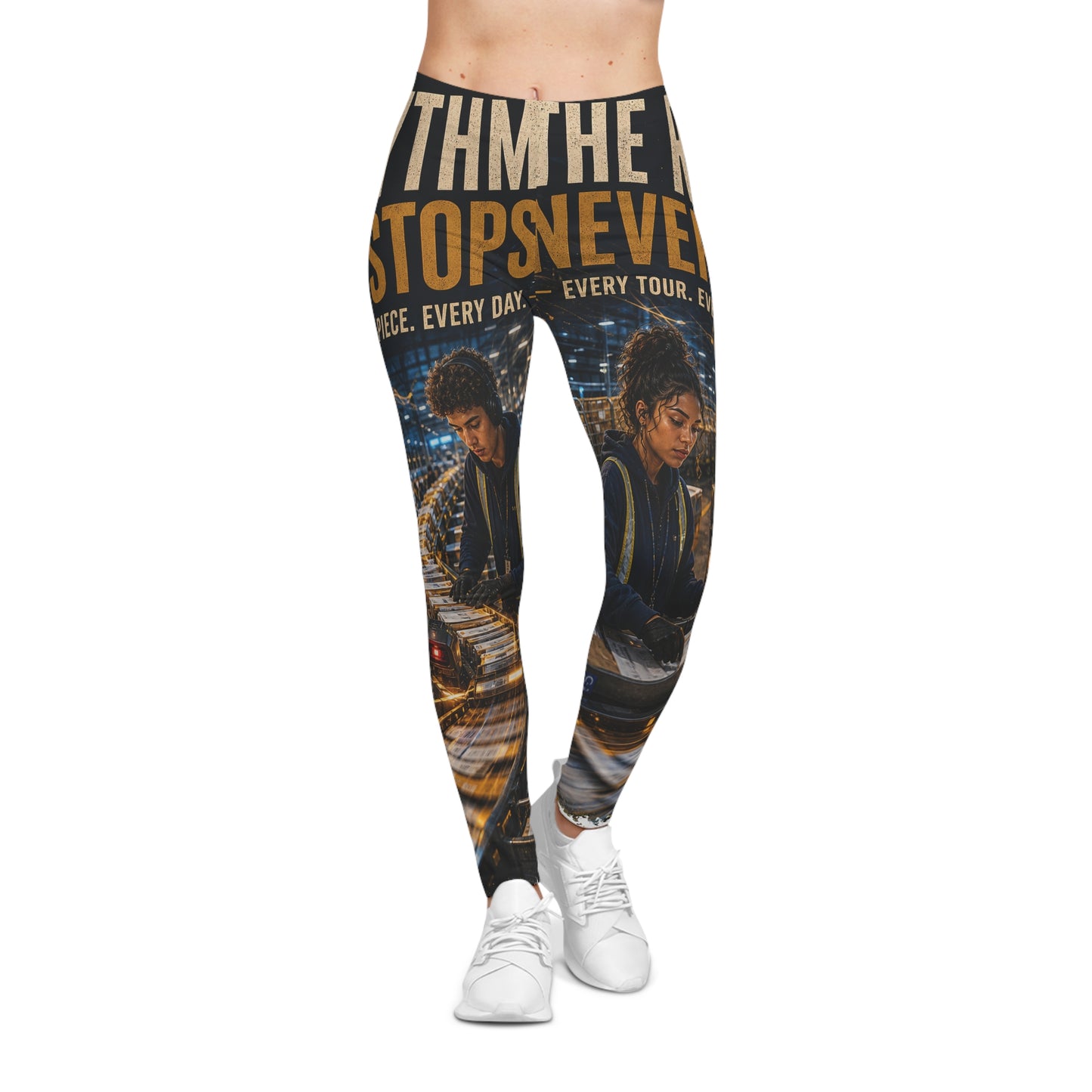 Postal Music — The Rhythm Never Stops — Women's Casual Leggings (AOP)