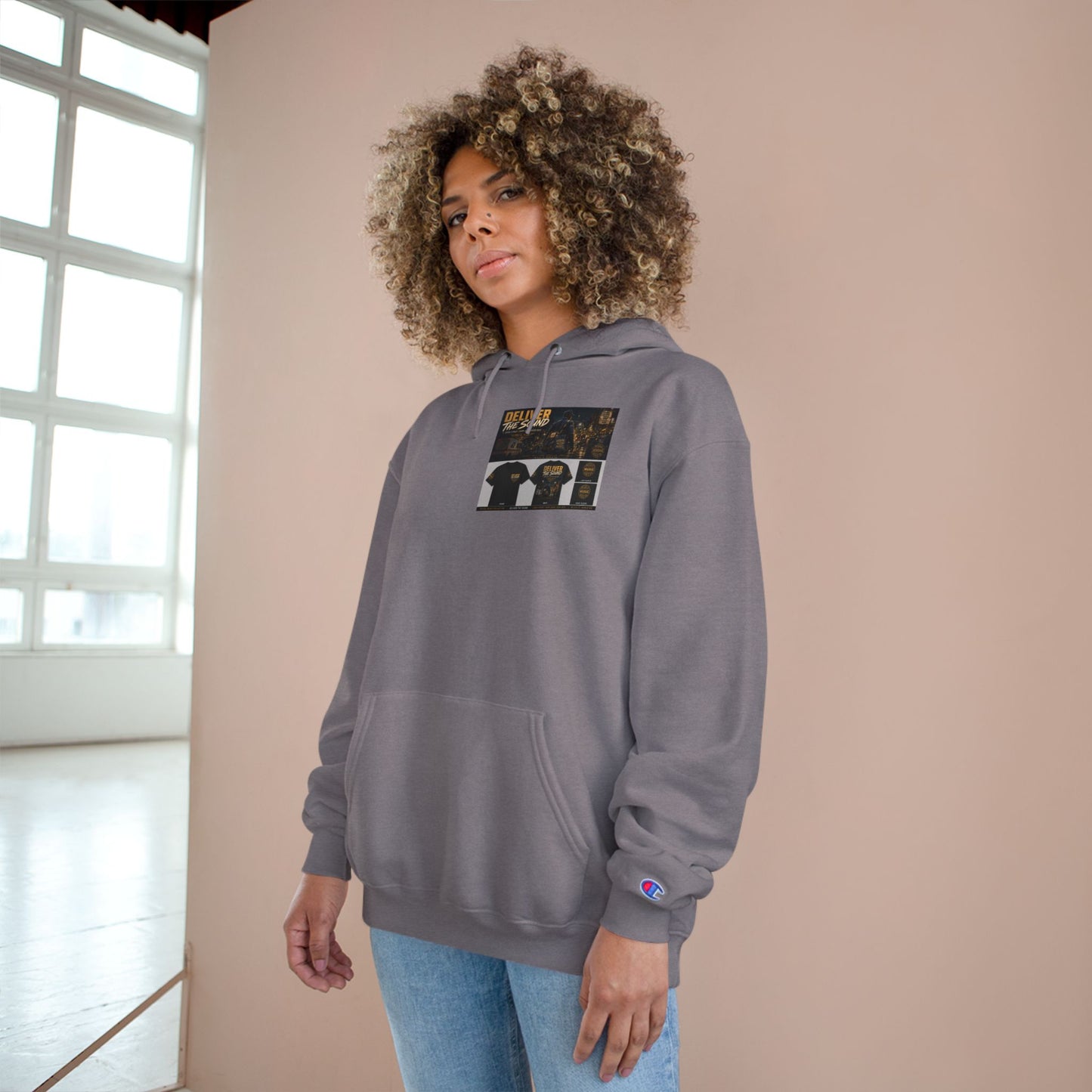 Postal Music — Deliver the Sound — Champion Premium Hoodie