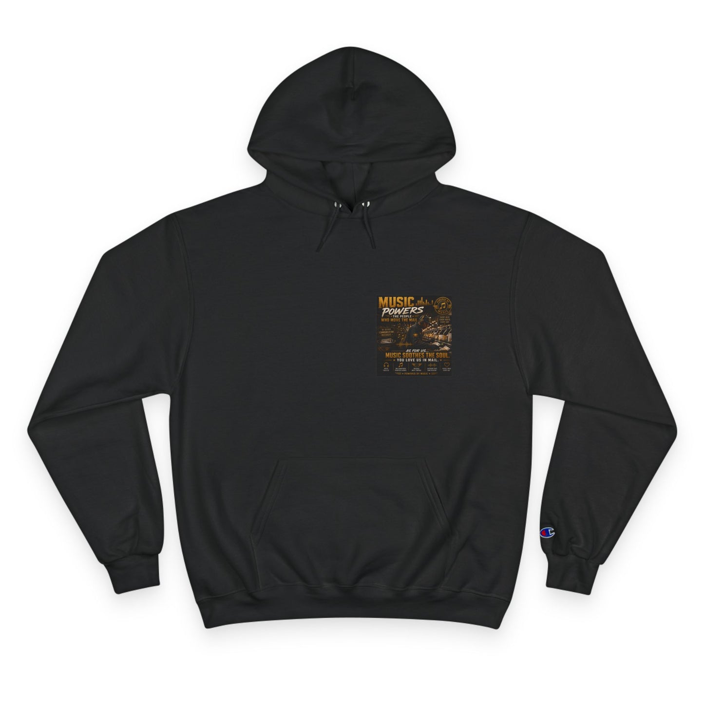 Postal Music — Music Powers the People — Champion Premium Hoodie