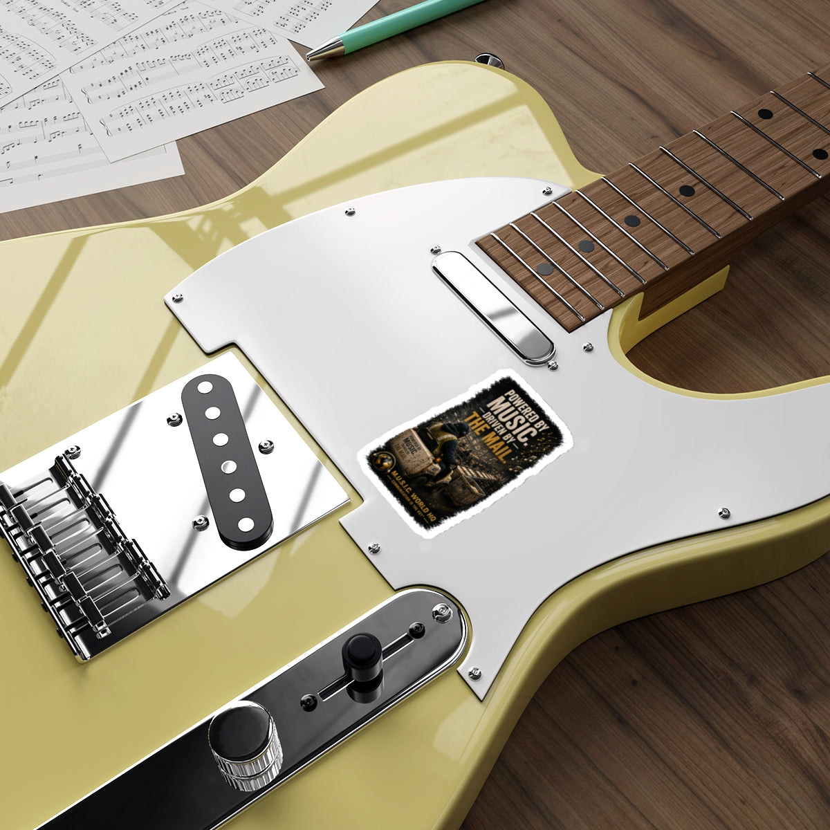 Postal Music - Powered by Music Die-Cut Sticker