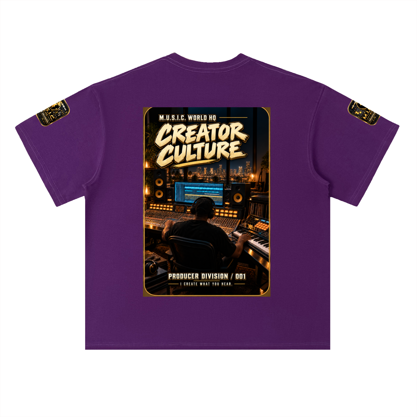 M.U.S.I.C. World HQ Creator Culture – Producer Division 001 Heavyweight Drop Shoulder Tee