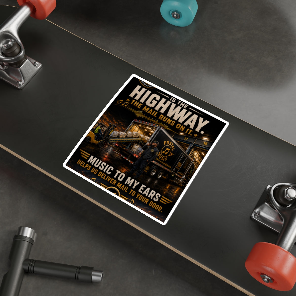 Postal Music — Music Is the Highway — Die-Cut Sticker