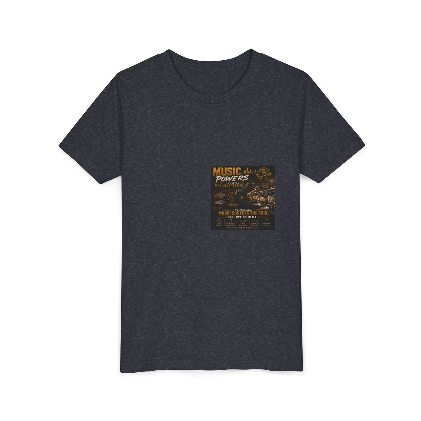 Postal Music — Music Powers the People — Youth T-Shirt
