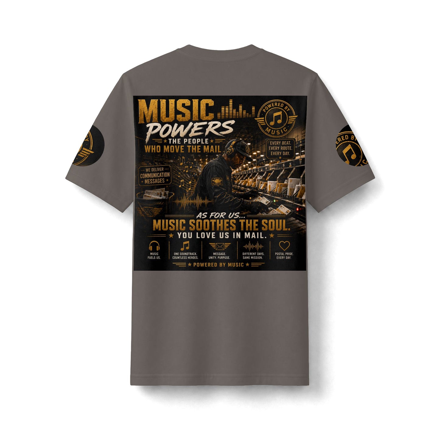 Postal Music — Music Powers the People — Heavyweight T-Shirt