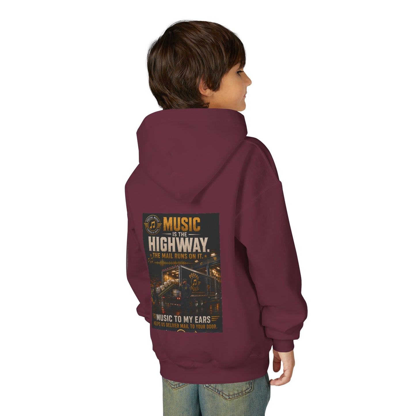 Postal Music — Music Is the Highway — Youth Hoodie