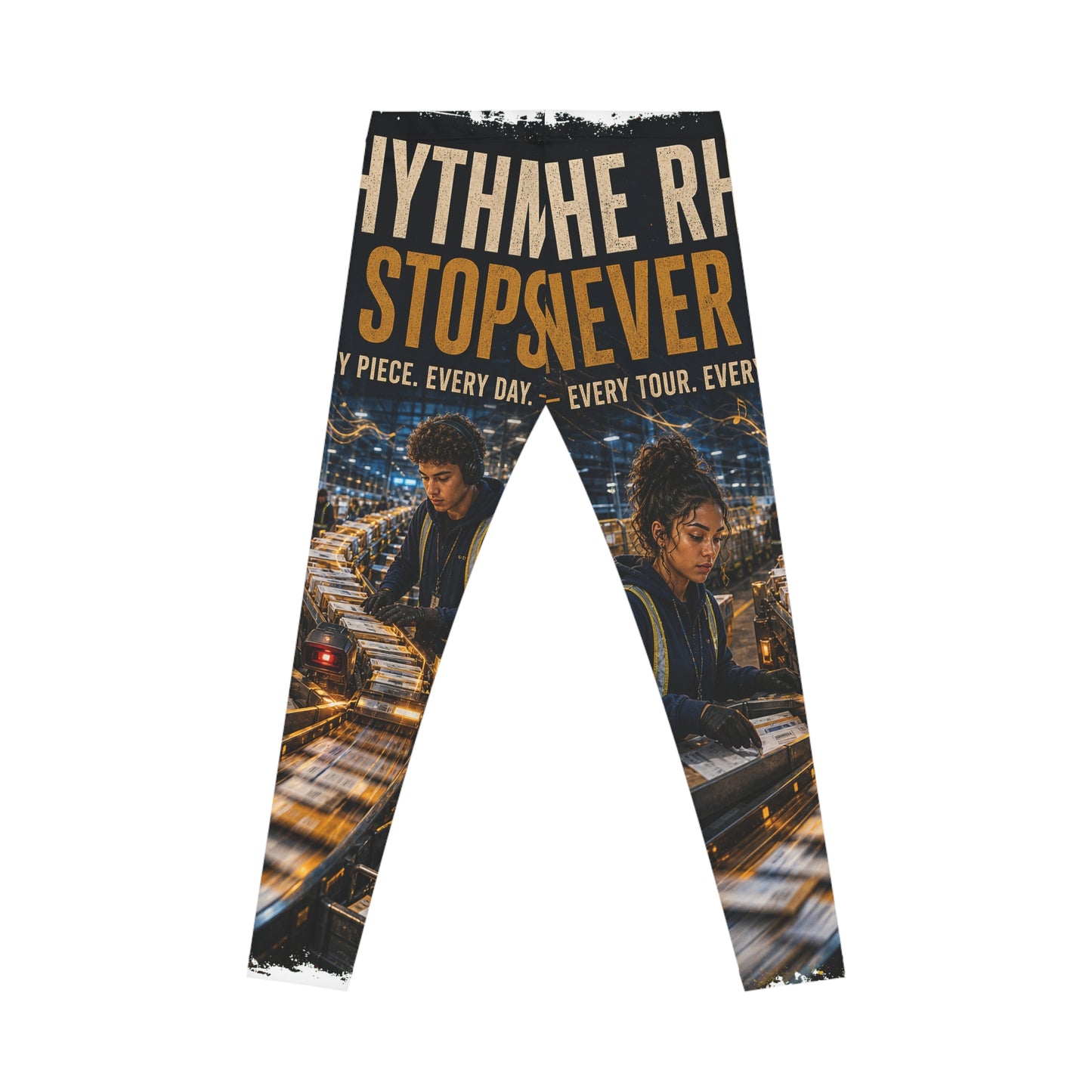 Postal Music — The Rhythm Never Stops — Women's Casual Leggings (AOP)