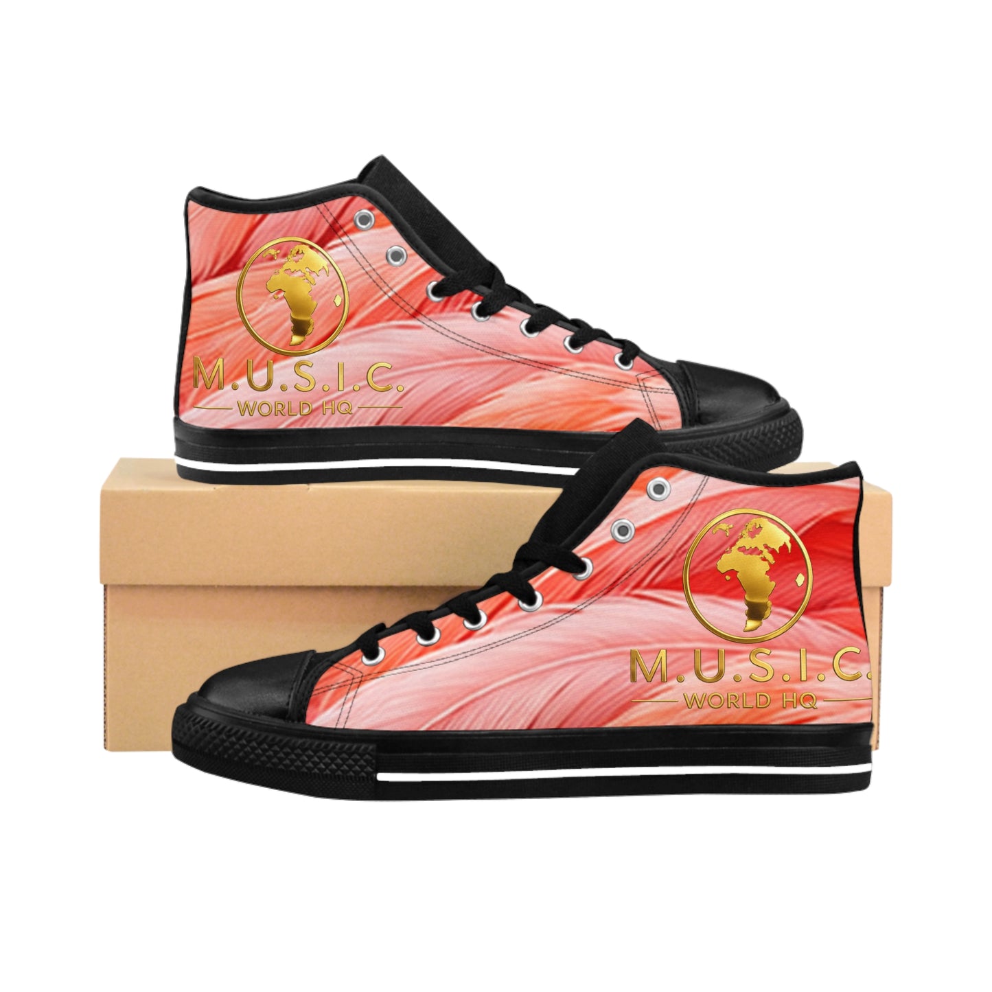 Wild by Design™ — American Flamingo Print High-Top Sneakers | Feathered Royalty