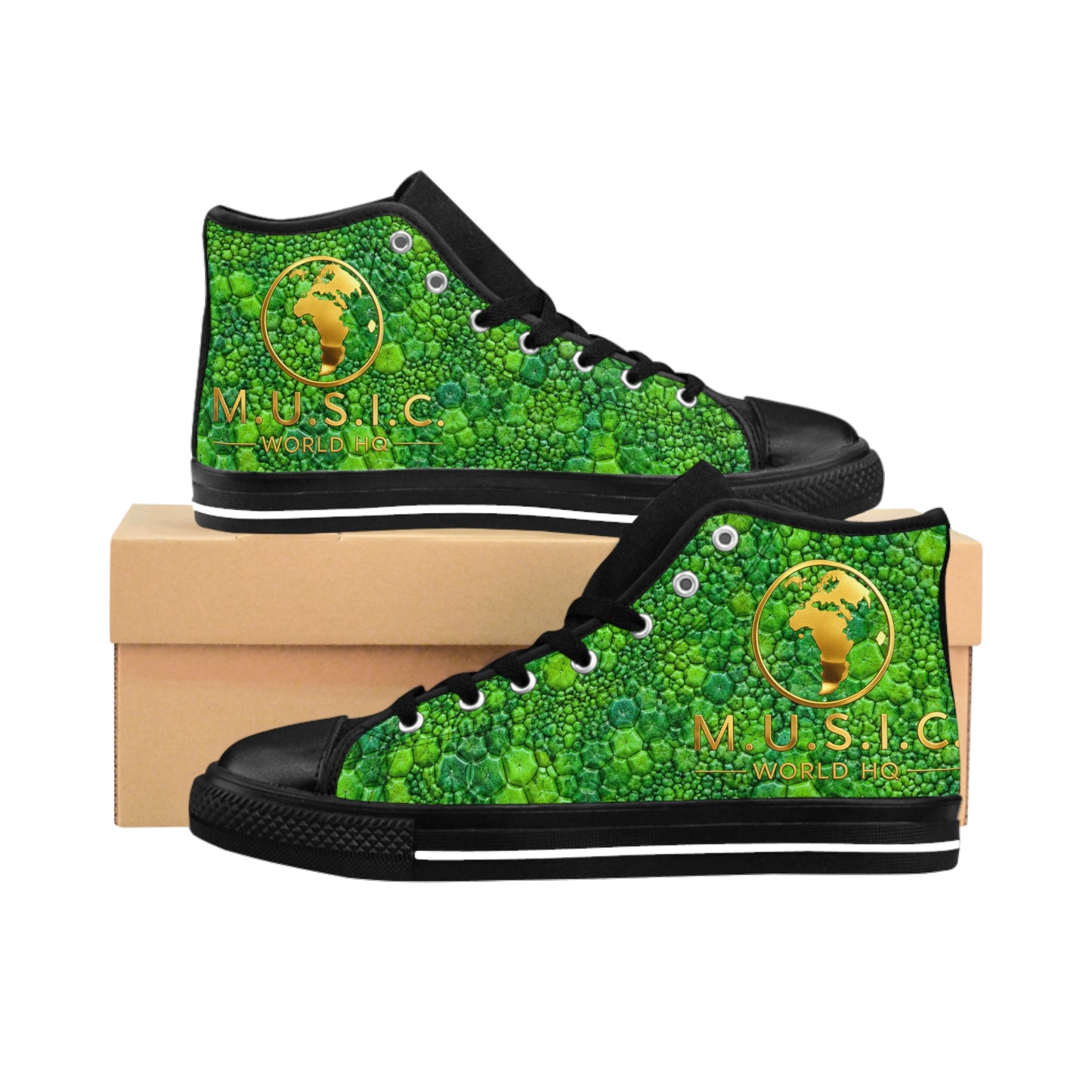 Wild by Design™ — Iguana Print High-Top Sneakers | M.U.S.I.C. World HQ