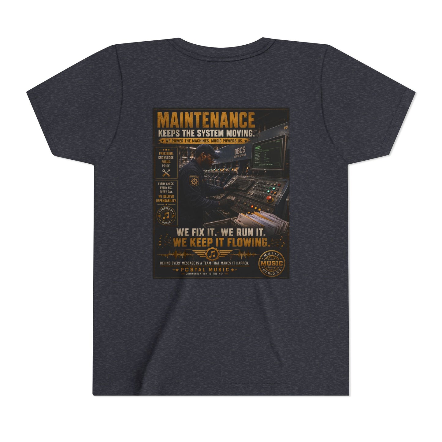 Postal Music — Maintenance Keeps the System Moving — Youth T-Shirt