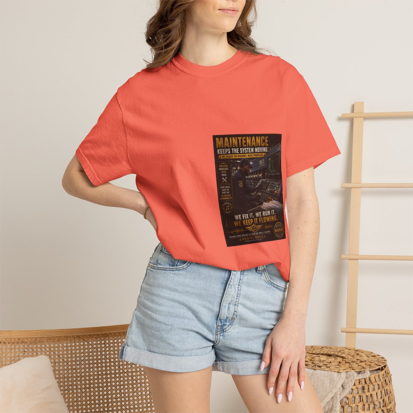 Postal Music — Maintenance Keeps the System Moving — Garment-Dyed T-Shirt