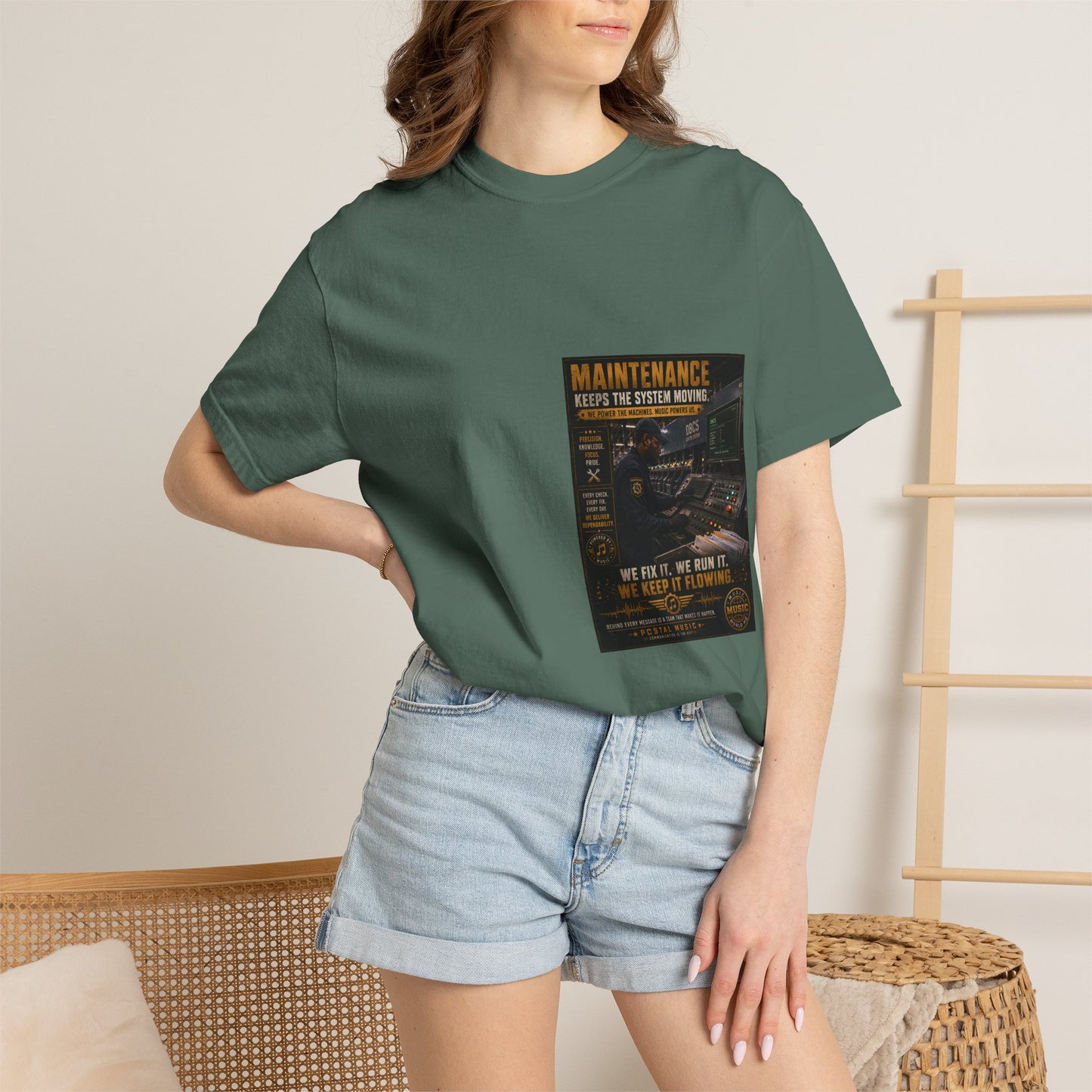 Postal Music — Maintenance Keeps the System Moving — Garment-Dyed T-Shirt